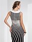 Χαμηλού Κόστους Βραδινά Φορέματα-Ίσια Γραμμή Μπλοκ χρωμάτων Κομψό Αργίες Επίσημο Βραδινό Φόρεμα Λαιμόκοψη V Αμάνικο Μακρύ Τούλι Ελαστικό Σατέν με Χιαστί 2020