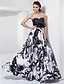 cheap Evening Dresses-Ball Gown Elegant Floral Prom Formal Evening Military Ball Dress Strapless Sweetheart Neckline Sleeveless Floor Length Stretch Satin with Sash / Ribbon Beading Pattern / Print 2020