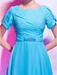 cheap Special Occasion Dresses-A-Line Jewel Neck Tea Length Chiffon Dress with Beading / Ruched by TS Couture®