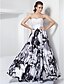 cheap Evening Dresses-Ball Gown Elegant Floral Prom Formal Evening Military Ball Dress Strapless Sweetheart Neckline Sleeveless Floor Length Stretch Satin with Sash / Ribbon Beading Pattern / Print 2020