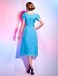 cheap Special Occasion Dresses-A-Line Jewel Neck Tea Length Chiffon Dress with Beading / Ruched by TS Couture®