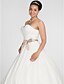 cheap Wedding Dresses-Ball Gown Wedding Dresses Sweetheart Neckline Court Train Chiffon Strapless Simple Vintage Plus Size Backless Cute with Bowknot Sash / Ribbon Ruched 2021