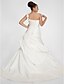levne Svatební šaty-A-Linie Svatební šaty Jedno rameno Dlouhá vlečka Satén Bez ramínek Společenské Jednoduché Malé bílé Větší velikosti s Nabíraná sukně Nabírání Květiny 2021