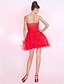 economico Abiti da cocktail-Da ballo Per eventi Rimpatriata di classe Cocktail party Vestito Senza bretelline Senza maniche Corto / mini Tulle con Fiocco (fiocchi) Perline Con applique 2021