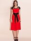 billiga TS-klänningar-Svart Klänning - Kortärmad Vintage Svart Röd