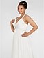 cheap Wedding Dresses-Sheath / Column Wedding Dresses V Neck Sweep / Brush Train Chiffon Sleeveless with Beading Draping Side-Draped 2021