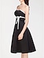 cheap Bridesmaid Dresses-Princess / A-Line Bridesmaid Dress Strapless Sleeveless Little Black Dress Knee Length Satin with Sash / Ribbon 2022