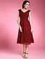 cheap Special Occasion Dresses-Clearance!Sheath/ Column V-neck Tea-length Chiffon Matte Satin Mother of the Bride Dress