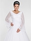 cheap Wedding Dresses-Ball Gown A-Line Wedding Dresses V Neck Court Train Chiffon Long Sleeve Formal Plus Size Illusion Sleeve with Beading Appliques 2022 / Bell Sleeve