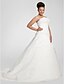 olcso Menyasszonyi ruhák-A-vonalú Pánt nélküli Kápolna uszály Taft Made-to-measure esküvői ruhák val vel Gyöngydíszítés / Rátétek / Ráncolt által LAN TING BRIDE®