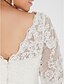 Χαμηλού Κόστους Νυφικά Φορέματα-Φορεματα για γαμο Γραμμή Α Λαιμόκοψη V Μισό μανίκι Μακριά ουρά Ταφτάς Νυφικά φορέματα Με Χάντρες Διακοσμητικά Επιράμματα 2024