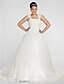 cheap Wedding Dresses-Ball Gown Wedding Dresses Square Neck Chapel Train Organza Sleeveless with Beading Appliques 2022