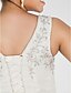 Χαμηλού Κόστους Νυφικά Φορέματα-Βραδινή τουαλέτα Φορεματα για γαμο Λαιμόκοψη V Ουρά μέτριου μήκους Οργάντζα Δαντέλα χάντρες Κανονικοί ιμάντες Επίσημα Μεγάλα Μεγέθη με Χάντρες Κέντημα 2022