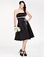 cheap Bridesmaid Dresses-Princess / A-Line Bridesmaid Dress Strapless Sleeveless Little Black Dress Knee Length Satin with Sash / Ribbon 2022