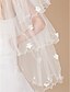 levne Svatební závoje-Four-tier Tulle Pencil Edge Fingertip Wedding Veil With Pearls / Satin Flower