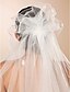 זול הינומות חתונה-One-tier Tulle Scalloped Edge Chapel Wedding Veil With Satin Flower