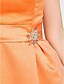 cheap Bridesmaid Dresses-Princess / A-Line Bridesmaid Dress Scoop Neck Sleeveless Elegant Knee Length Satin with Sash / Ribbon / Crystal Brooch 2022