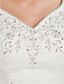olcso Menyasszonyi ruhák-Báli ruha Esküvői ruhák V-alakú Udvariuszály Organza Gyöngyös csipke Rendszeres hevederek Formális Extra méret val vel Gyöngydíszítés Hímzés 2022