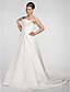 cheap Wedding Dresses-Ball Gown Wedding Dresses Strapless Chapel Train Satin Strapless Formal Plus Size with Beading Appliques 2021