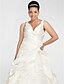 cheap Wedding Dresses-A-Line V Neck Court Train Satin Regular Straps Formal Plus Size Made-To-Measure Wedding Dresses with Beading / Appliques / Pick Up Skirt 2020