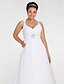 cheap Wedding Dresses-A-Line Wedding Dresses V Neck Chapel Train Chiffon Regular Straps Formal Sparkle &amp; Shine Plus Size with Ruched Beading Draping 2022