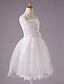 preiswerte Kleider für die Blumenmädchen-Prinzessin Knie-Länge Blumenmädchenkleid Erstkommunion Süßes Ballkleid Satin mit Spitze Fit 3-16 Jahre