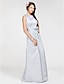 cheap Bridesmaid Dresses-Ball Gown / A-Line Bateau Neck Floor Length Satin Bridesmaid Dress with Sash / Ribbon / Flower