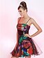 cheap Cocktail Dresses-Ball Gown Floral Holiday Homecoming Cocktail Party Dress Spaghetti Strap Sleeveless Short / Mini Satin Tulle with Crystals Pattern / Print 2020 / Prom