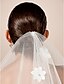 זול הינומות חתונה-One-tier Tulle Pencil Edge Waltz Wedding Veil With Satin Flower / Pearls