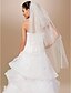 cheap Wedding Veils-Three-tier Cut Edge Wedding Veil Fingertip Veils 53 Rhinestone 45.28 in (115cm) Tulle A-line, Ball Gown, Princess, Sheath / Column, Trumpet / Mermaid / Angel cut / Waterfall