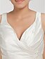 cheap Wedding Dresses-A-Line V Neck Court Train Satin Regular Straps Formal Plus Size Made-To-Measure Wedding Dresses with Beading / Appliques / Pick Up Skirt 2020