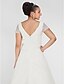 cheap Wedding Dresses-Wedding Dresses A-Line V Neck Short Sleeve Chapel Train Organza Bridal Gowns With Beading Appliques 2024