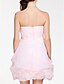 cheap Bridesmaid Dresses-A-Line / Ball Gown Strapless Short / Mini Organza Bridesmaid Dress with Bow(s) / Pick Up Skirt / Criss Cross by LAN TING BRIDE®