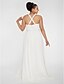 cheap Wedding Dresses-Sheath / Column Wedding Dresses V Neck Sweep / Brush Train Chiffon Sleeveless with Beading Draping Side-Draped 2021