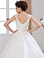 cheap Wedding Dresses-Ball Gown Wedding Dresses V Neck Chapel Train Organza Beaded Lace Regular Straps with Beading Appliques 2020