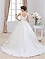 cheap Wedding Dresses-Ball Gown Wedding Dresses V Neck Chapel Train Organza Beaded Lace Regular Straps with Beading Appliques 2020