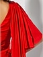 billige Aftenkjoler-slire rød grønn kjole empire bryllupsgjest formell aftenkjole én skulder ermeløs gulvlengde chiffon med draperingsspalte 2024