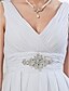 cheap Wedding Dresses-Hall Wedding Dresses A-Line V Neck Regular Straps Ankle Length Chiffon Bridal Gowns With Ruched Beading 2024