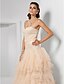 cheap Evening Dresses-Ball Gown Strapless / Sweetheart Neckline Sweep / Brush Train Tulle Vintage Inspired Prom / Formal Evening Dress with Cascading Ruffles / Ruched by TS Couture®