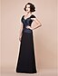 cheap Mother of the Bride Dresses-A-Line V Neck / Straps Floor Length Chiffon / Stretch Satin Mother of the Bride Dress with Criss Cross / Ruched by