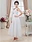 זול שמלות כלה-אולם שמלות חתונה גזרת A צווארון V רצועות רגילות באורך הקרסול שיפון שמלות כלה עם אסוף חרוזים 2024