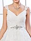 Χαμηλού Κόστους Νυφικά Φορέματα-Ball Gown Wedding Dresses V Neck Chapel Train Organza Beaded Lace Regular Straps with Beading Appliques 2020