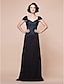 cheap Mother of the Bride Dresses-A-Line V Neck / Straps Floor Length Chiffon / Stretch Satin Mother of the Bride Dress with Criss Cross / Ruched by