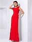 cheap Special Occasion Dresses-Sheath / Column Elegant Dress Prom Formal Evening Floor Length Sleeveless Jewel Neck Chiffon with Flower 2024