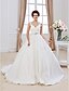 Χαμηλού Κόστους Νυφικά Φορέματα-Ball Gown Wedding Dresses V Neck Chapel Train Organza Beaded Lace Regular Straps with Beading Appliques 2020