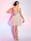 cheap Cocktail Dresses-A-Line Open Back Homecoming Cocktail Party Prom Dress Sweetheart Neckline Strapless Sleeveless Short / Mini Organza with Sash / Ribbon Ruched Sequin 2021