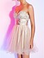 cheap Cocktail Dresses-A-Line Open Back Homecoming Cocktail Party Prom Dress Sweetheart Neckline Strapless Sleeveless Short / Mini Organza with Sash / Ribbon Ruched Sequin 2021