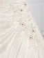 cheap Wedding Dresses-Wedding Dresses Ball Gown V Neck Half Sleeve Chapel Train Taffeta Bridal Gowns With Ruched Beading 2024
