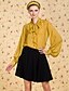 voordelige Damesblouses en -shirts-ts vintage ruitpatroon pofmouw boog chiffon overhemd