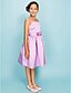cheap Cufflinks-Princess / Ball Gown Spaghetti Strap Knee Length Satin Junior Bridesmaid Dress with Sash / Ribbon / Draping / Flower